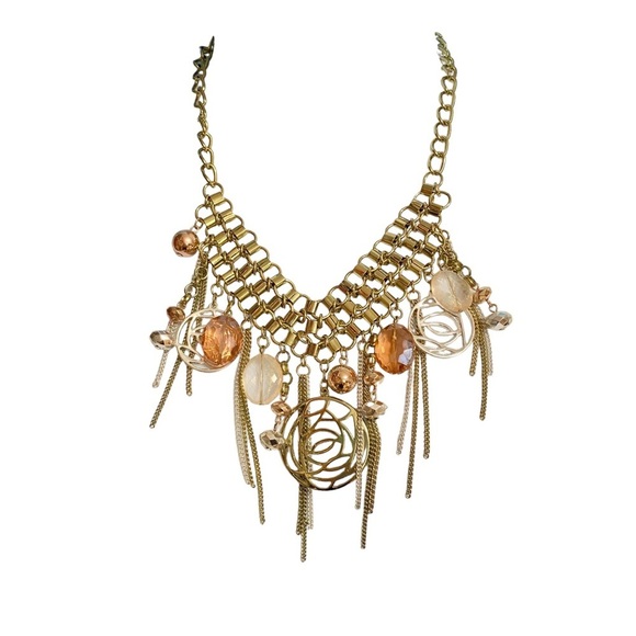 Goldtone Dangle Statement Necklace - Picture 6 of 8